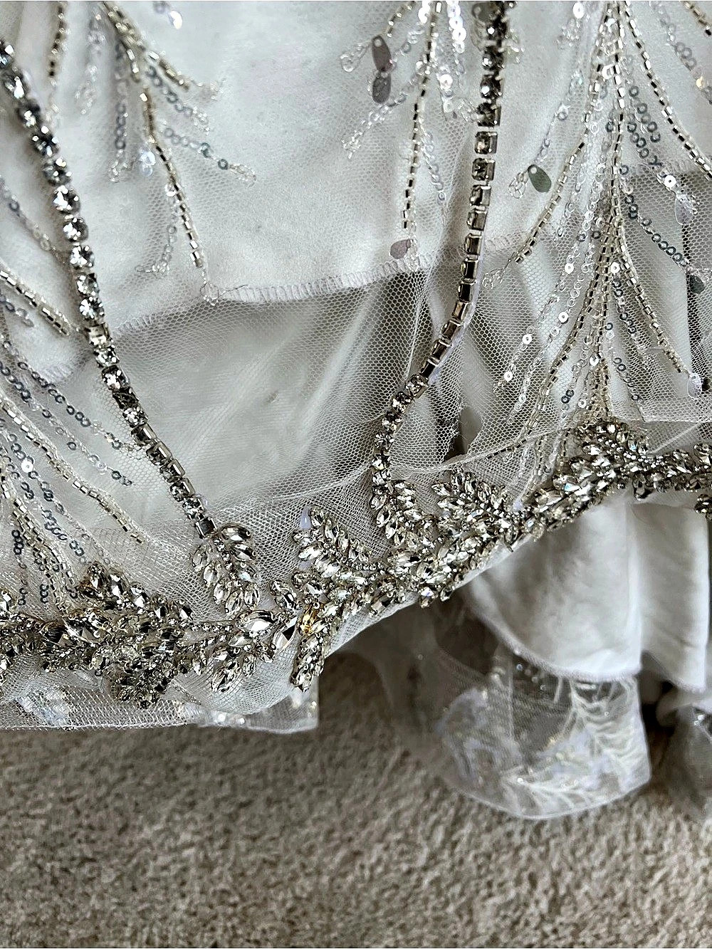 Vlora and Kaltrina Embellished wedding dress with heavy silver beading! - Picture 9 of 11